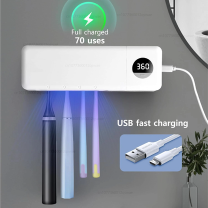 UV Toothbrush Sterilizer – Wall Mounted 4-Slot Toothbrush Holder