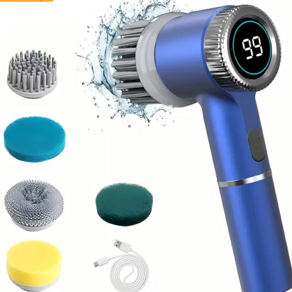 Cordless Electric Cleaning Brush – 5-Head Spin Scrubber for Bathroom, Kitchen & Tiles