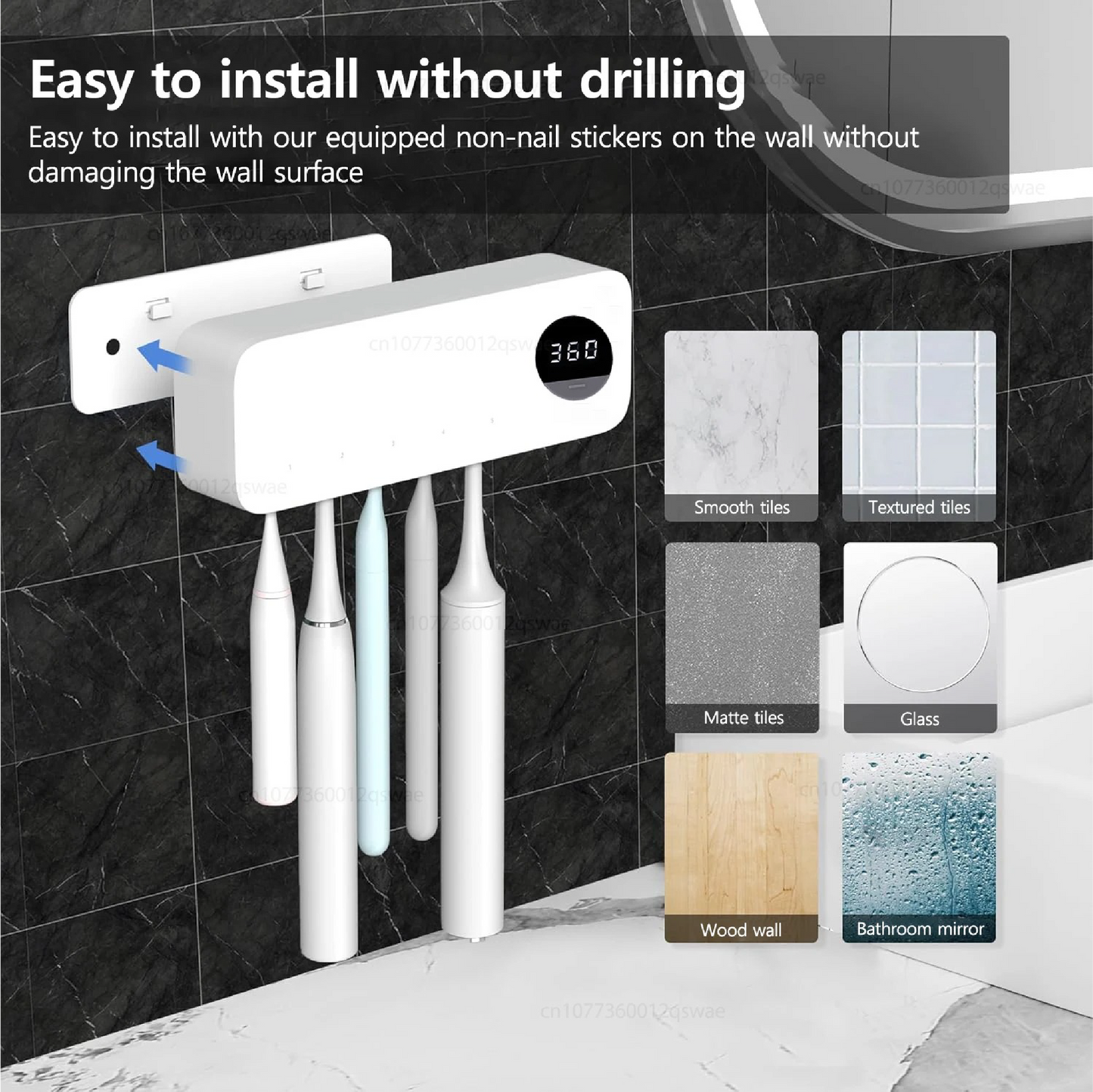 UV Toothbrush Sterilizer – Wall Mounted 4-Slot Toothbrush Holder