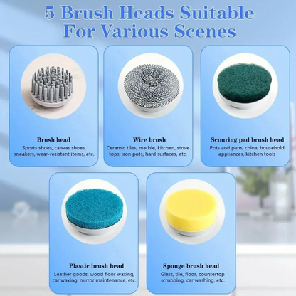 Cordless Electric Cleaning Brush – 5-Head Spin Scrubber for Bathroom, Kitchen & Tiles