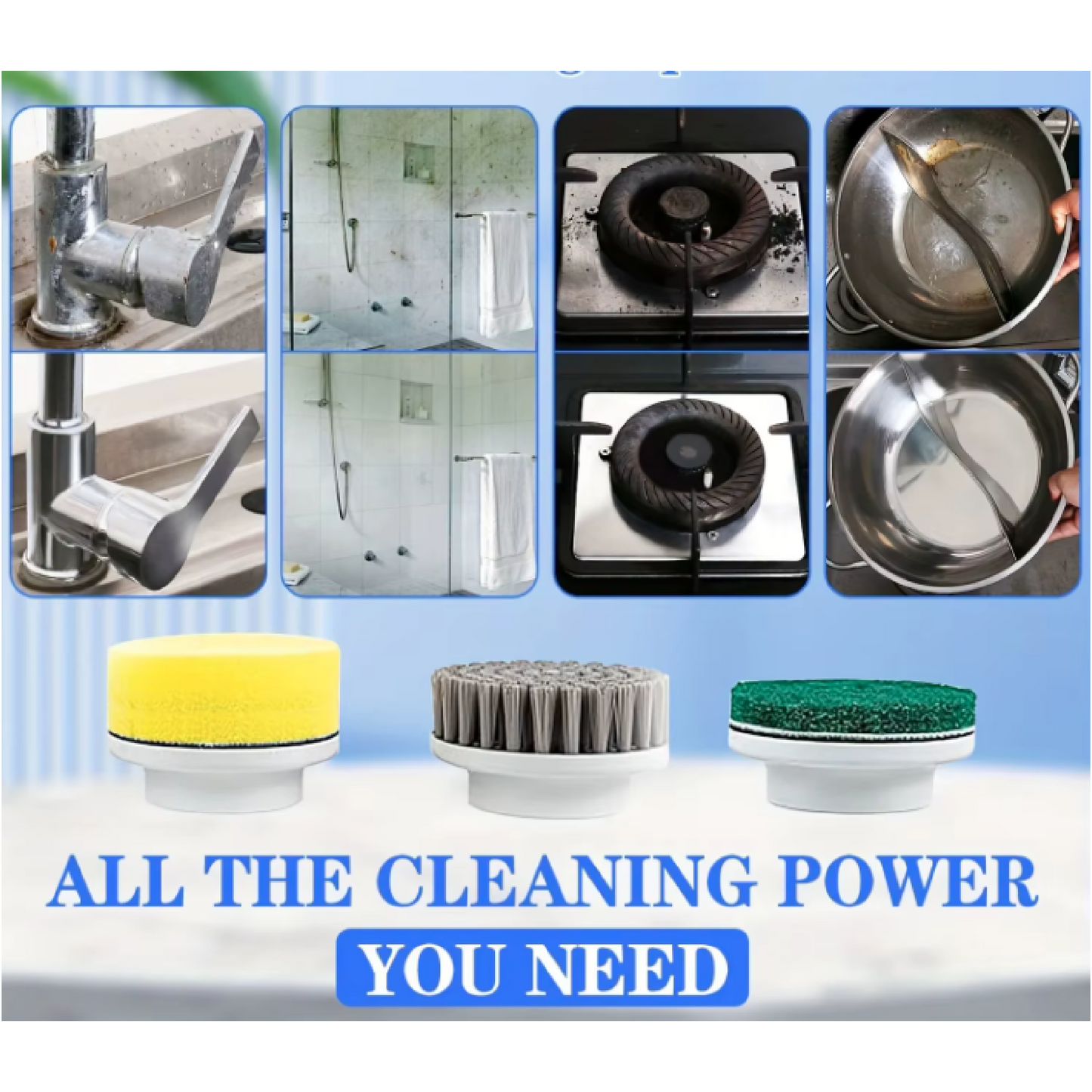 Cordless Electric Cleaning Brush – 5-Head Spin Scrubber for Bathroom, Kitchen & Tiles