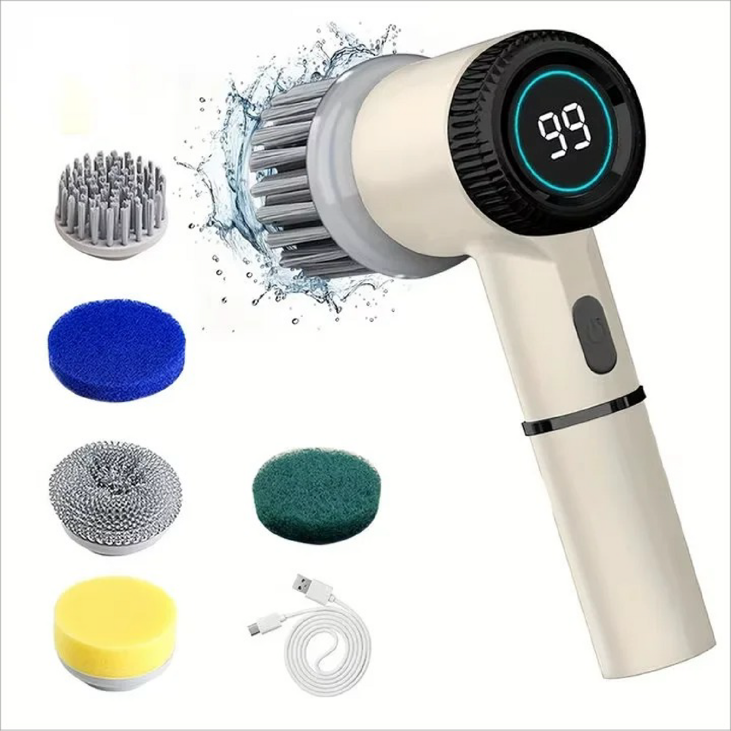 Cordless Electric Cleaning Brush – 5-Head Spin Scrubber for Bathroom, Kitchen & Tiles